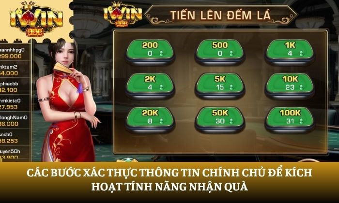 Các bước xác thực thông tin chính chủ để kích hoạt tính năng nhận quà