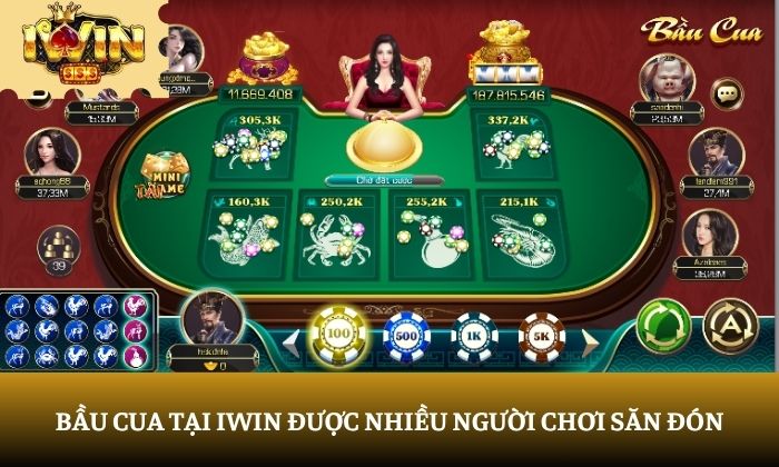 Bầu cua tại iWin được nhiều người chơi săn đón
