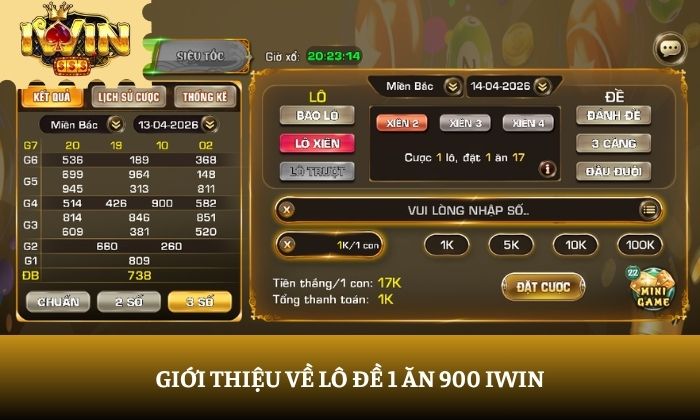 Lô đề 1 ăn 900 iWin