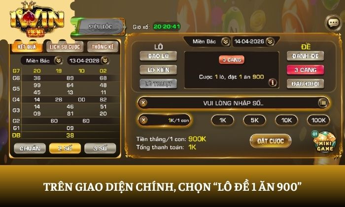 Lô đề 1 ăn 900 iWin