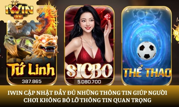 iWin cập nhật đầy đủ những thông tin giúp người chơi không bỏ lỡ thông tin quan trọng